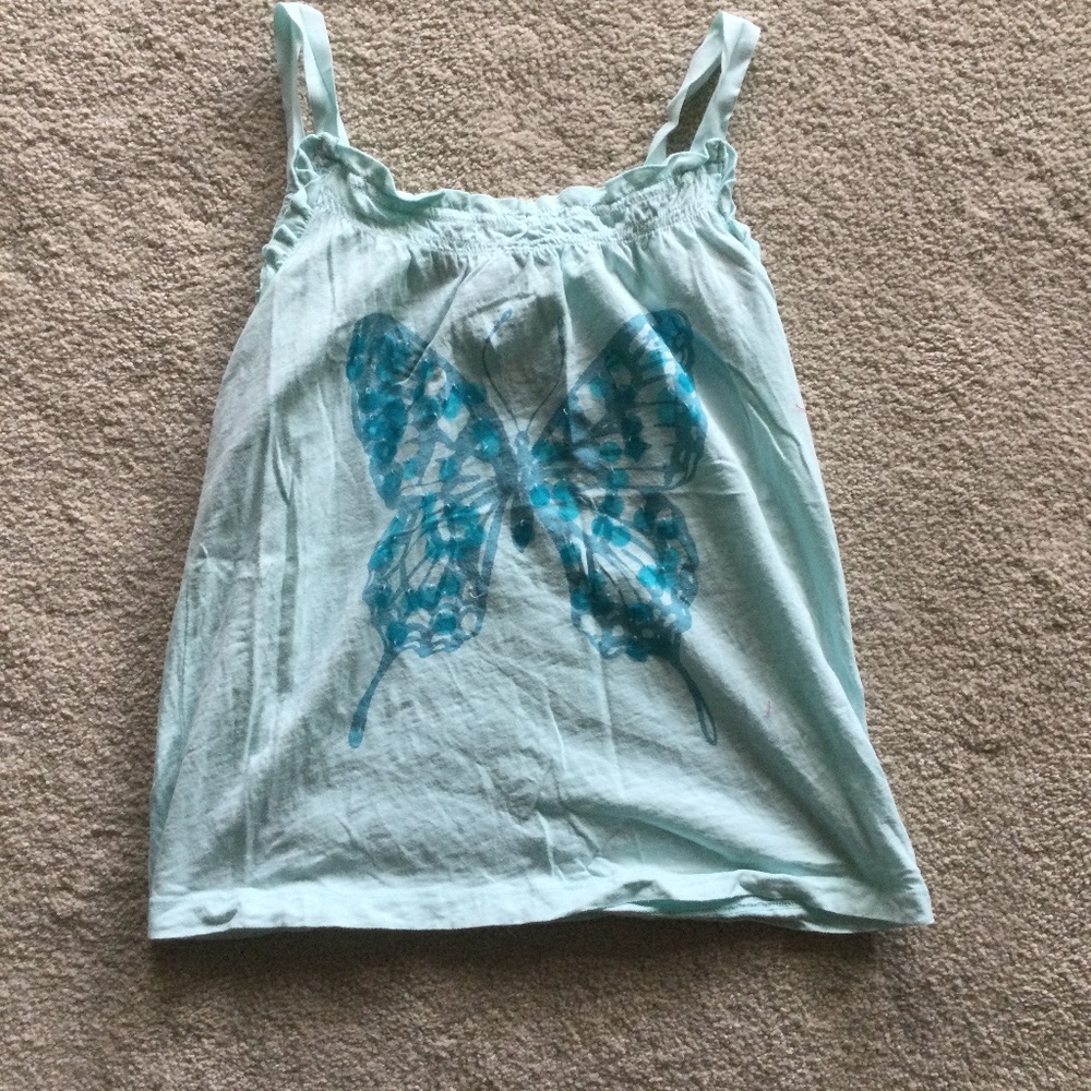 EUC Gap girls teal sequin butterfly tank top size 10